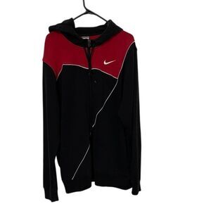 Nike Red & Black Full Zip Hooded Sweatshirt Jacket Mens Size XL Athletic
